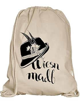 Shirtdepartment® Turnbeutel für das Oktoberfest | Farbe: Pink/Schwarz/Weiss/Beige | Wiesn 2017 | Lederhose | Dirndl...