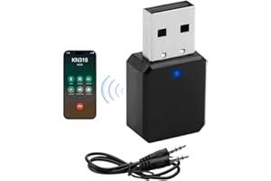 PAICREATE Adaptateur USB Bluetooth 5.1 Voiture avec Sortie AUX et USB Récepteur Bluetooth Plug and Play avec Câble Audio 3,5 mm pour Haut-Parleurs et Appels Mains Libres Casque TV Voiture et Chaîne Hi-FI