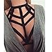 Produktbild Hffan Damen Reizvolle Blumenspitze Bralette Bustier Strappy Crop Top Frauen Dreieck BH Shirt Weste Push-up BH Reizwäsche Ungepolsterter BH Hollow Riemchen Bra Cage Crop Top Bustier (Sexy Schwarz, L)