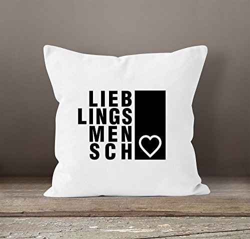 Kissenbezug Lieblingsmensch Geschenk Freundschaft Partner beste Freundin Kissen-Hülle 40×40 Baumwolle Moonworks® weiß 40cm x 40cm - 2