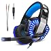Produktbild Gaming Headset Micolindun Mikrofon Gamer Einstellbare Kopfhörer LED Mic für PS4, PC, Laptop, Tablet, Telefon, MAC mit 3,5mm Over-Ear Bass Stereo Surround Sound Lautstärkeregelung (Adapter Enthalten)