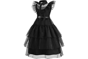 JOPHY & CO. Costume Robe Mercredi Addams Fille Cosplay Halloween Carnaval