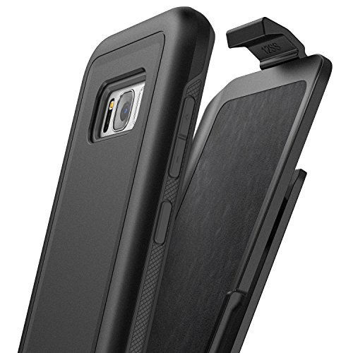 Preisvergleich Produktbild Encased Galaxy S8 Plus Belt Clip Case (S8+) (Rebel Series) Dual Layer Impact Armor w / Secure Fit by (Samsung S8+) (Smooth Black)