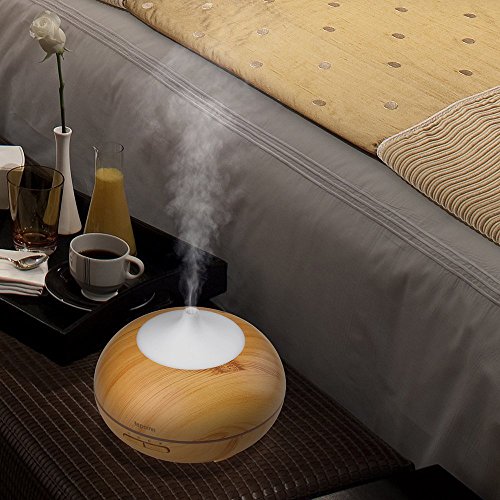 Tepoinn Aroma Diffuser, 300ml Holzmaserung Luftbefeuchter Ultraschall LED Ätherische Öle Humidifier Aromatherapie Diffusor mit farbenwechselnde LED Licht - 8