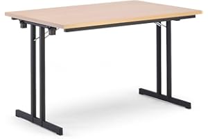 ‎CERTEO Certeo Klapptisch | HxBxT - 720 x 1200 x 800 mm | Extra Starke rechteckige Platte | Gestell schwarz - Platte Buche-Dekor | Klapptisch Mehrzwecktisch Konferenztisch