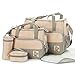 GSPStyle Women Nylon Oxford Nappy Bag Diaper Bag Changing Bag 5pcs In Pack Khaki