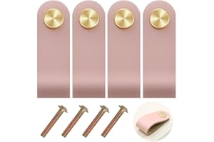 Kweiugfi 4 Stück Ledergriffe Möbel, Rosa Möbelgriffe Leder, Griff Möbelknöpfe, Schrankgriffe Schubladengriff Schrankknöpfe Möbelknöpfe, für Schränke, Kleiderschrank, Schublade, Küche