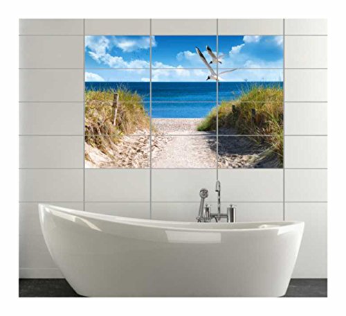 FoLIESEN Fliesenaufkleber für Bad und Küche – Fliesenposter Ostseeküste – Fliesengröße 20×25 cm (BxH) – Fliesenbild 80×50 cm (BxH) - 2