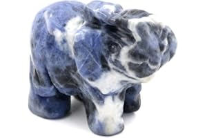 OUUBUUY Cuarzo Rosa Natural Cristal de Tallado Elefante, Estatua de Elefante de Cristal geomántico, decoración del hogar Elefante Afortunado 4cm (Sodalite)