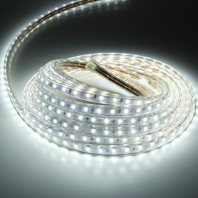 Liqoo® 5M 220V Bande LED Strip flexible Ruban 5050 SMDs 60 LED / M IP65 Etanche Blanc Froid Profiter de Couper Convenable à DIY Equiper des épissures pour Connecter idéal pour Décoration Fête Party Anniversaire etc.