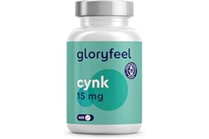 ‎GLORYFEEL Cynk - 400 tabletek (13 miesięcy) - Optymalne dawkowanie - Wysoko przyswajalny glukonian cynku - Czysty cynk 100% wegański, testowany laboratoryjnie - Wyprodukowany w Niemczech bez dodatków