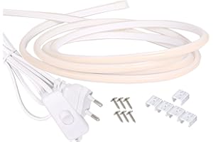pcning Bandeau LED COB 220V 1M 10W Lumineuse Interieur Exterieur Blanc Chaud 3000K Avec Interrupteur ON OFF (Blanc Chaud, 1M)