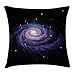 Produktbild ERCGY Galaxy Throw Pillow Cushion Cover, Celestial Dust Votex Spiral Galaxy Nebula Fantasy Spark Plasma Stars Planet Print, Decorative Square Accent Pillow Case, 18 X 18 inches, Black Purple