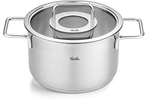 Fissler Collection Pure Faitout En Acier Inoxydable (20 cm, 3,6 l) Avec Couvercle En Verre Et Graduation Intérieure, Compatible Induction, Argenté