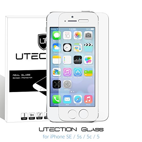 iPhone SE / 5S / 5C / 5 Protecteur d'écran en Verre Trempé 9H ** Résistant aux rayures ** Installation sans bulles ** Couverture complète ** Protection par UTECTION® Clair