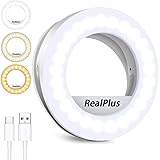 RealPlus Selfie Luce ad Anello, Selfie Ring Light a Clip con 40 LED e 3 Modalità di Illuminazione, Luce per Selfie Dimmerabil
