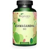 Organic Ashwagandha Capsules Vegavero&reg; | 2010mg Ashwagandha Root Powder | 180 Vegan Capsules | Standardised with 2% Withanoli