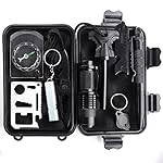 Unigear l'Ensemble Outil de Servie, Kit de Survie Trousse d'Urgence en Plein Aire avec 10 outils, Racloir, Lampe de Poche, Pierre à Feu, Sifflet, Boussole, Carte de Sabre, etc