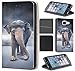 Price comparison product image CoverFix premium case for Samsung Galaxy J5, J530F flip cover protective case, leatherette flip case, motif 1118 Elefant Afrika Grau