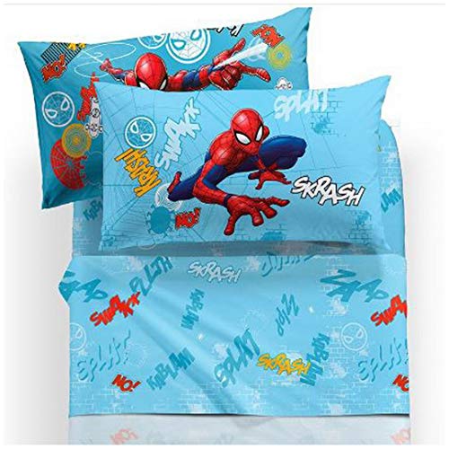 Caleffi Juego completo de sábanas para dormitorio infantil niño/niña modelo Disney Spiderman power