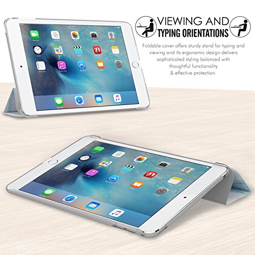 MoKo Hülle für iPad Mini 4 – PU Leder Tasche Schutzhülle Schale Smart Case mit Translucent Rücken Deckel, mit Auto Schlaf / Wach Funktion und Stanfunktion für Apple iPad Mini 4 2015 Genaration 7.9 Zoll IOS Tablet, Pfirsichblüte - 4