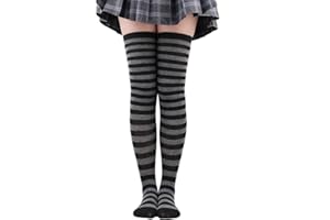 thematys Skarpety w paski, czarne paski, dla dziewcząt i kobiet, rozmiar uniwersalny, mieszanka poliestru i bawełny (styl 010)
