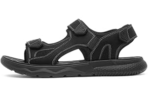 Hobos Mens Black Easy Fasten Sandal