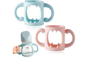 XURJUMI 2 Poignées de Biberon, Poignée de Biberon en Silicone, Poignée en Silicone pour Biberons, Poignées de Biberon à Col Large, pour Bébé pour la Conception de Préhension de la Petite Main de Bébé