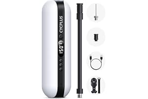 CYCPLUS Pompe à Vélo électrique 150psi,Pompe Velo Electrique,Mini Compresseur,Gonfleur Velo Portable, Banque de Puissance A2 Blanc Noir