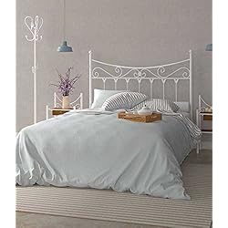 Hogares con Estilo Cabecero de forja Nacional Modelo Coín, Color Crema-Oro para Cama de 150 cms Medidas Disponibles.