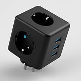 3 Prizli 2 USB + 1 Type-C &Ccedil;ocuk Termal Kısa Devre Akım Korumalı Topraklı Golyat Grup Şarj Fiş Priz