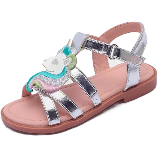 Sandali Con Fiori Per Bambina - In Pelle Sintetica Con Suola In Gomma, Punta Aperta - Foto 7