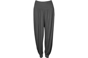 WEARALL Ladies Plus Size Harem Trousers Womens Full Length Stretch Casual Pants
