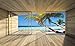 Produktbild Welt-der-Träume Fototapete Tapete Wandbild Ozean und Palmen Aussicht | P8 (368cm. x 254cm.) | Photo Wallpaper Mural 3318P8-MS | Natur Pflanzen Gras Strand Sand Horizont Meer