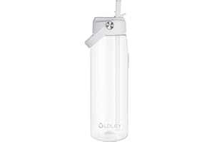OLDLEY 1000ml/32oz Water Bottle with Straw Tritan 1 Litre Clear Drinks Bottle with Handle BPA Free Leakproof Reusable Large Sports Bottle for Gym, School, Cycling (Transparent)