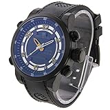 Easy Go Shopping Herrenuhr Digital LCD Dual Time Datumsanzeige Armbanduhr 30m Wasserdichte PU Kautschukband Quarz Sportuhr (Artikelnummer : S-wa-3166y)