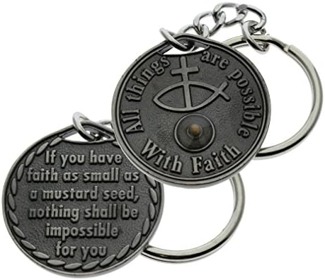 Mustard Seed Coin Key Chain Faith Pewter