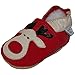 Soft Leather Baby boys or girls Shoes with Suede Soles by Dotty Fish with Suede Soles. Red Rudolph design - 6-12 months