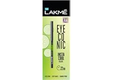 LAKMÉ Eyeconic Insta Cool Kajal, Black, Cooling Kohl Liner With Cucumber, Twist Up Pencil - Waterproof, Smudge Proof & Long L