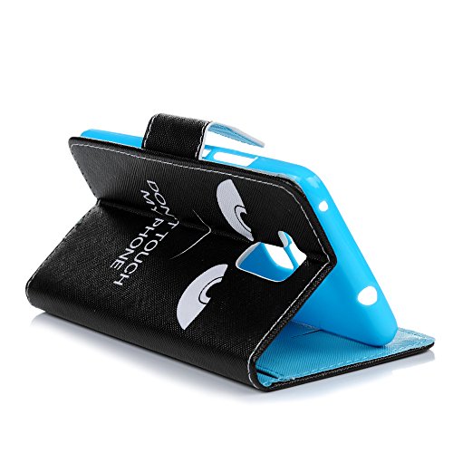Badalink Huawei Honor 5c Hülle Schutzhülle PU Ledertasche Don’t Touch My Phone Muster Huawei Honor 7 Lite/Huawei GT3 Flip PU Leder Wallet Case Etui Schale mit Magnetverschluss Stand Halter Falten Standfunktion und Cardslots Kredit Karte Kartenfächer Schwarze Augen Cover Schale - 7