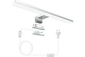 Azhien Lámpara de Espejo Baño LED 10W 820lm,Blanco Frio 6500K Lámpara LED de Pared con Enchufe,Montaje 3 en 1,40CM IP44 Aplique de Baño Espejo para Armario con Espejo,230V,400mm
