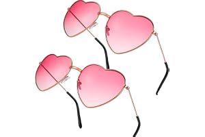 JYNVO 2-pack hjärtformade solglasögon, festivaloutfit dam hjärtglasögon rosa, 60-70-80-90-tals outfit dam accessoarer, retro