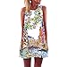 Produktbild Elecenty Damen Ärmellos Sommerkleid Minikleid Strandkleid Partykleid Rundhals Rock Mädchen Blumen Drucken Kleider Frauen Mode Kleid Kurz Hemdkleid Blusekleid Kleidung (L, Mehrfarbig A)