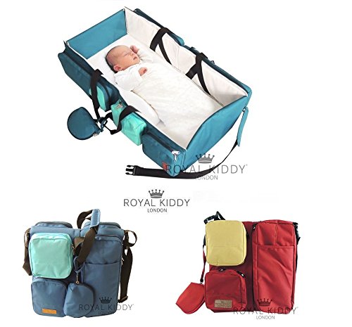 ROYAL KIDDY LONDON © 3 IN 1 FOLDABLE BABY TRAVEL BAG AS BABY CHANGING BAG, NURSERY BAG, DIAPERS BAG & BASSINET (MAROON)