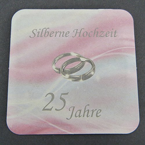Bierdeckel Silberhochzeit Tischdeko bzw. Zubehör von Deko-Schulze. Alles für die Feier 25 Jahre und die silberne Hochzeit siehe Varianten-Auswahl. (25 Stück, Bierdeckel) - 4