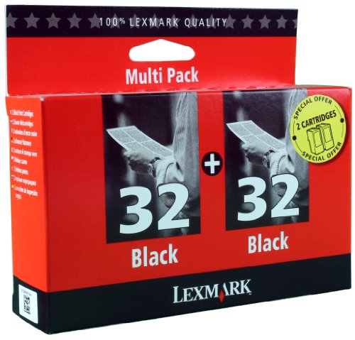 Lexmark 80D2956 32 Tintenpatrone Standardkapazität 2 x 15.6ml 2 x 300 Seiten 2er-Pack, schwarz