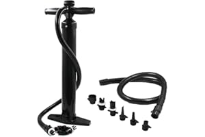 CHAOLINK Doppelt wirkende Handpumpe, max. 1,8 bar (26 PSI), SUP-Handpumpe, handbetriebene manuelle Luftpumpe mit Manometer, Hochdruck-Superpumpe mit 6 Düsen für Luftbetten, Kajaks, aufblasbare Zelte