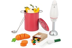 Janod - Kit de Sopa Infantil - 43 Accesorios de Madera FSC, Cartón y Fieltro - Juguete de Imitación - A Partir de 3 Años, J06634