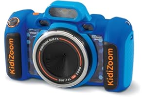 VTech - KidiZoom Duo FX Bleu, Appareil Photo Numérique Enfant, Photo, Selfie, Vidéo, Écran Couleur, Studio BD, Filtres et Effets Rigolos, Cadeau Enfant de 4 Ans à 12 Ans - Contenu en Français