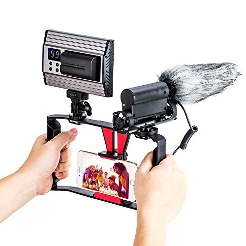 Zeadio Videoproiettore Smartphone, videocamere Stabilizzatore di supporto per maniglie, registrazione di pellicole per case di registrazione per videomaker Filmmaker Videographer - adatta per iPhone, Samsung e tutti i telefoni